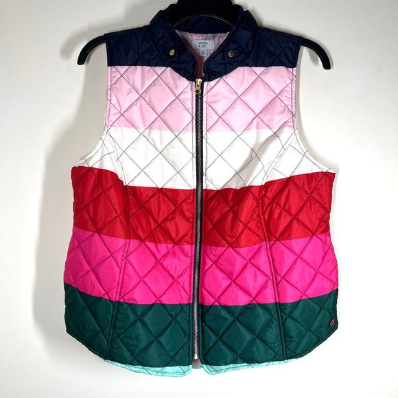 Crown & Ivy Insulated Vest Womens Size 1X Pink Essentials Quilted Color Block - Picture 1 of 13